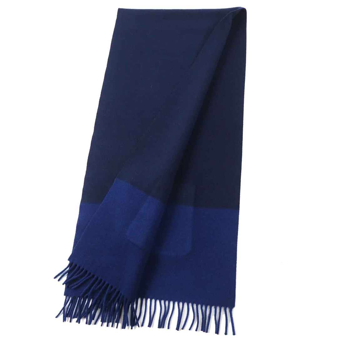 Excellent HERMES Scarf Allumet Pocket Bicolor Navy blue cashmere Women H259096S