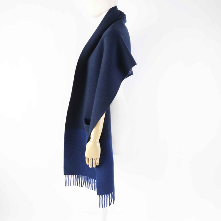 Excellent HERMES Scarf Allumet Pocket Bicolor Navy blue cashmere Women H259096S
