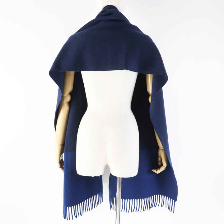Excellent HERMES Scarf Allumet Pocket Bicolor Navy blue cashmere Women H259096S