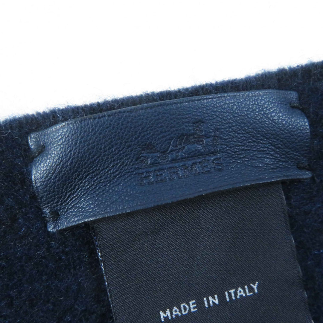 Excellent HERMES Scarf Allumet Pocket Bicolor Navy blue cashmere Women H259096S