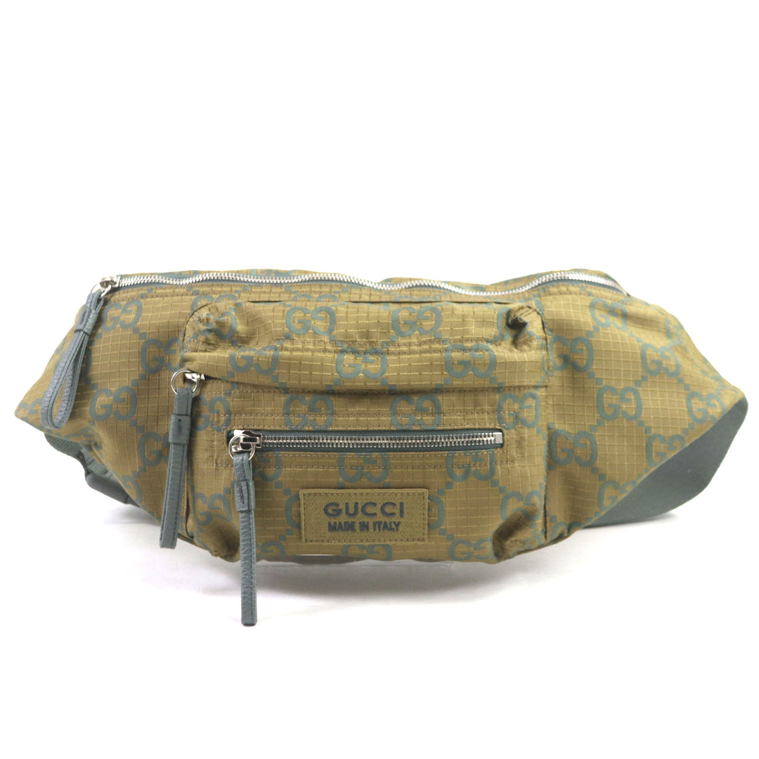 Excellent GUCCI Waist bag GG Ripstop Belt Bag Sling bag khaki Nylon mens 792287