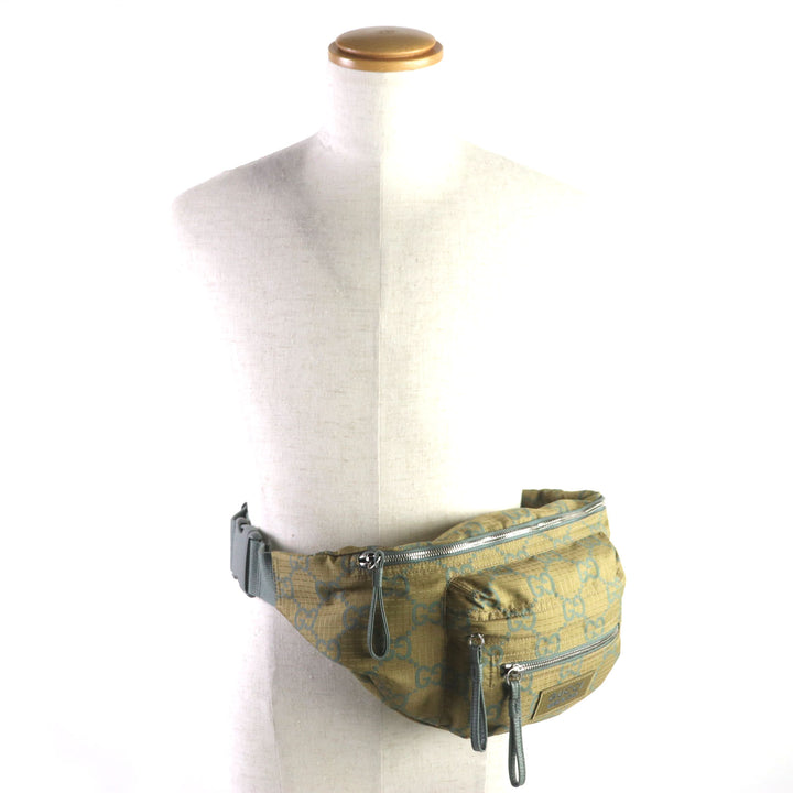 Excellent GUCCI Waist bag GG Ripstop Belt Bag Sling bag khaki Nylon mens 792287