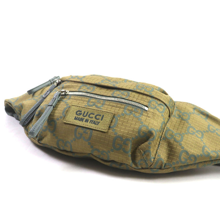 Excellent GUCCI Waist bag GG Ripstop Belt Bag Sling bag khaki Nylon mens 792287