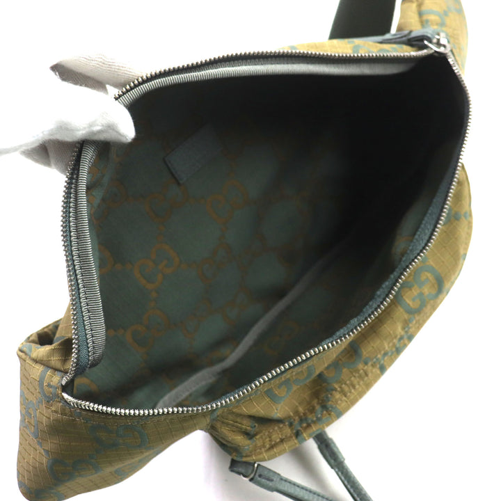 Excellent GUCCI Waist bag GG Ripstop Belt Bag Sling bag khaki Nylon mens 792287