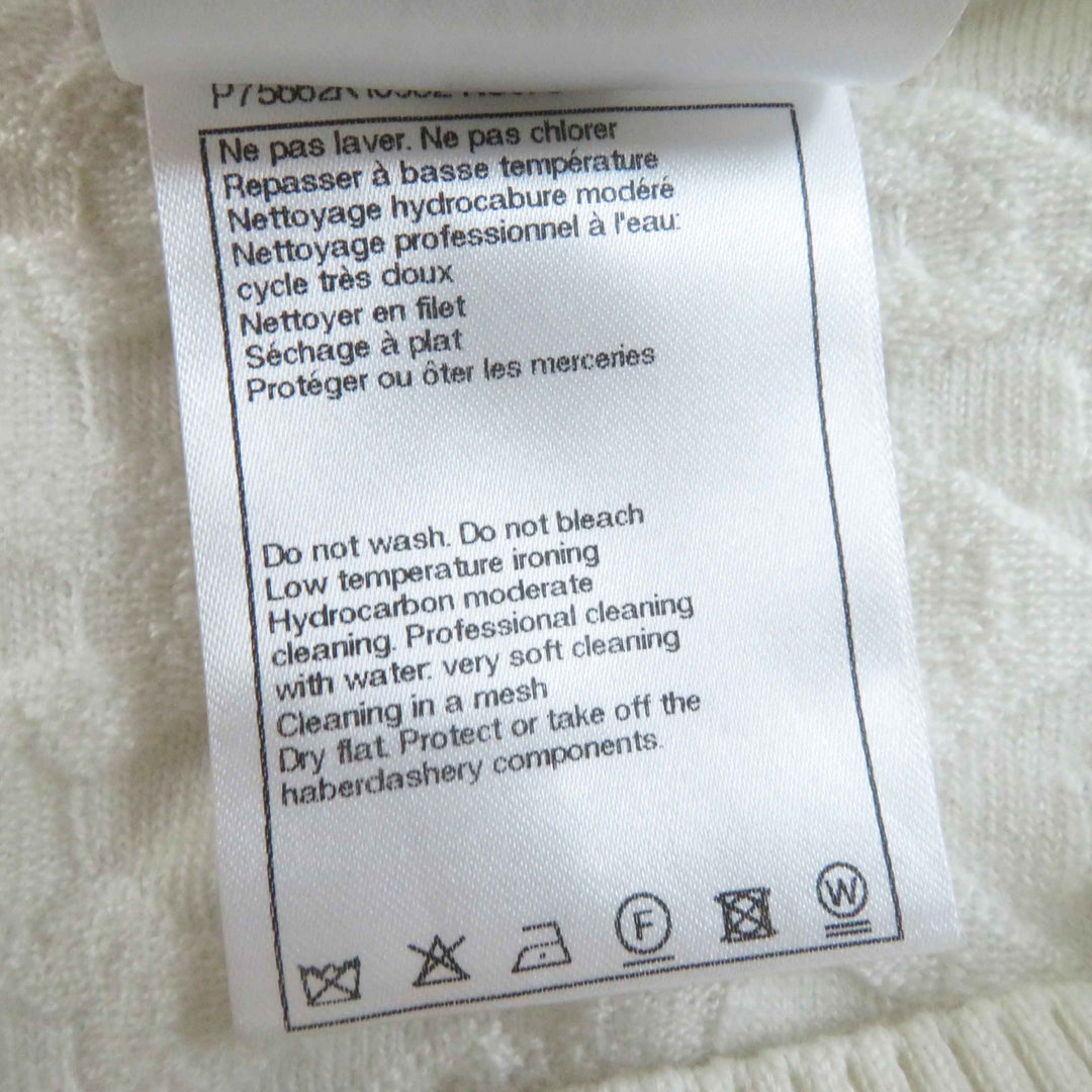 Excellent CHANEL cardigan Camellia COCO Button White x black cashmere Women 36