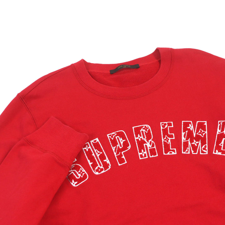 Great LOUIS VUITTON×Supreme sweat Monogram logo embroidery Red cotton M HDY93W