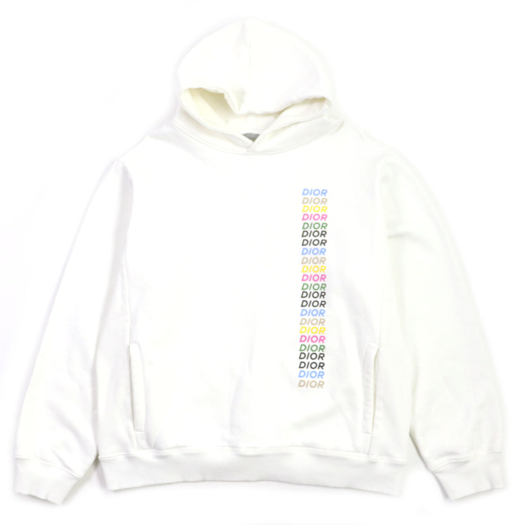 Great DIOR Parker Multi-logo oversized pullover white cotton mens 413J646A0531
