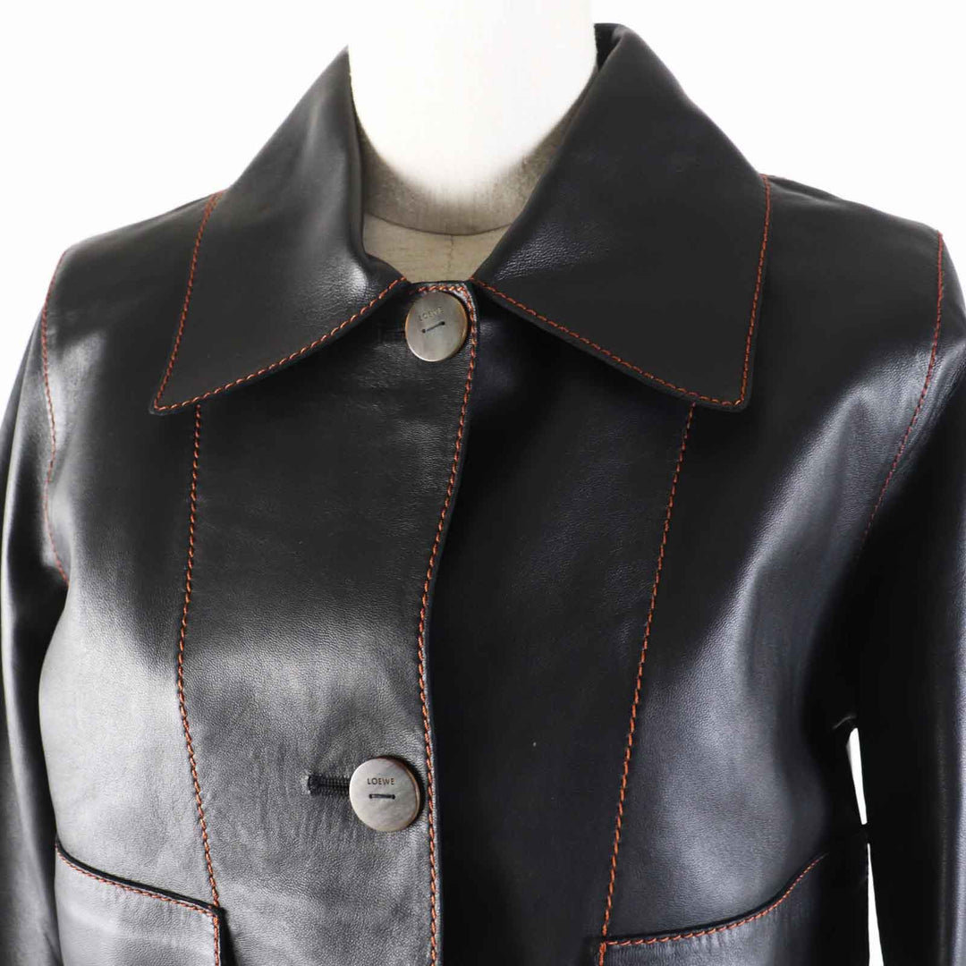 LOEWE Jacket Logo button turn-up black lambskin Women S359330XBU