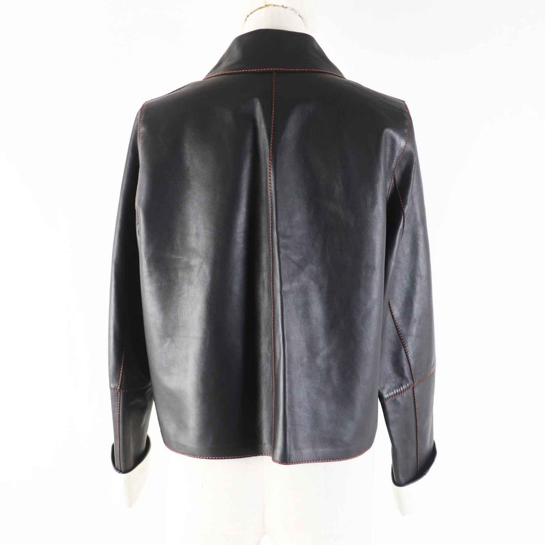 LOEWE Jacket Logo button turn-up black lambskin Women S359330XBU