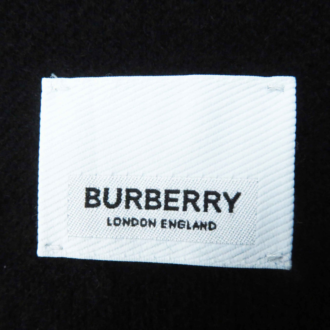 Great BURBERRY poncho Back logo hooded cape/ Black White wool Women 8031544