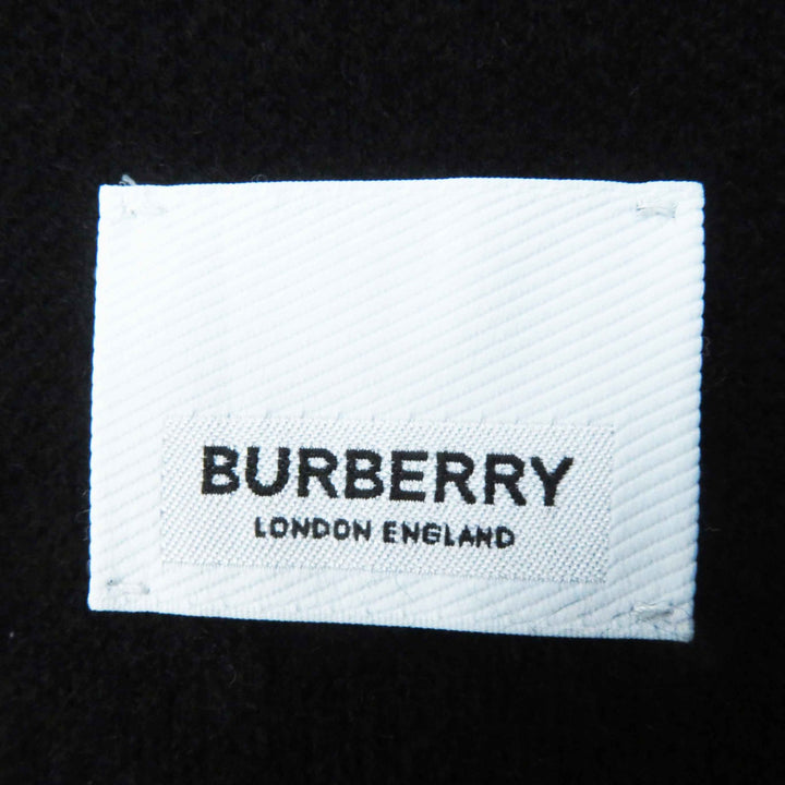 Great BURBERRY poncho Back logo hooded cape/ Black White wool Women 8031544