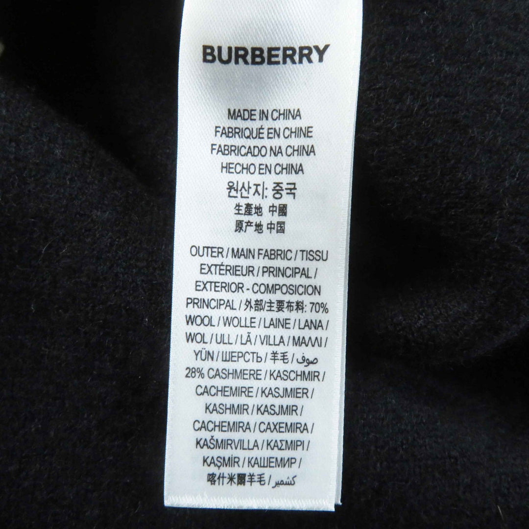 Great BURBERRY poncho Back logo hooded cape/ Black White wool Women 8031544