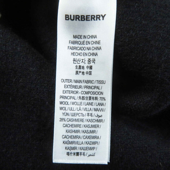 Great BURBERRY poncho Back logo hooded cape/ Black White wool Women 8031544