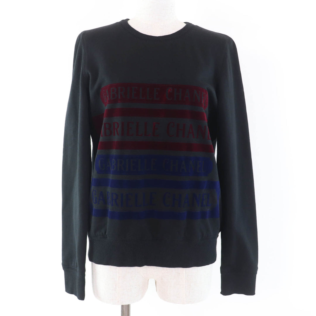 Very Good CHANEL sweat Gabriel COCO Mark Flocked Logo black cotton Women 38 P57408K07541