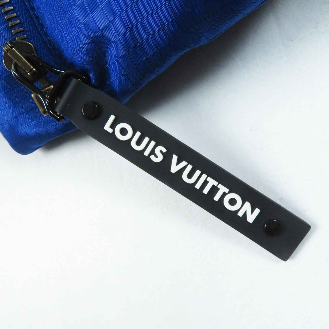 LOUIS VUITTON Down jacket Belted Monogram lining blue Nylon Women 34