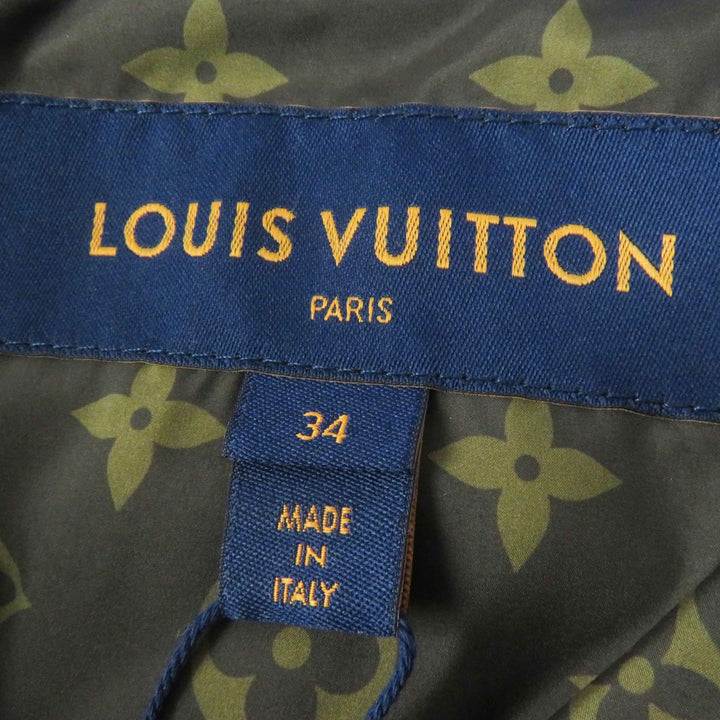 LOUIS VUITTON Down jacket Belted Monogram lining blue Nylon Women 34