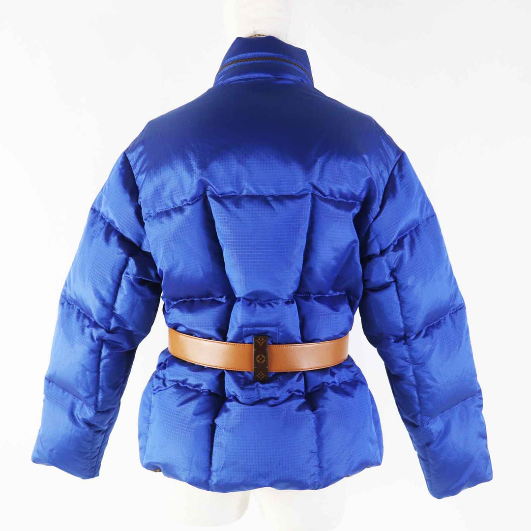 LOUIS VUITTON Down jacket Belted Monogram lining blue Nylon Women 34
