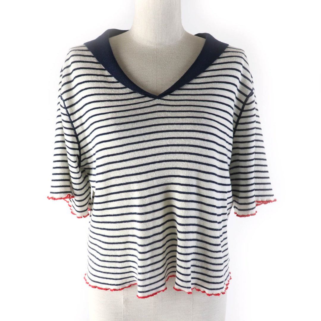 Great Christian Dior tops Sailor collar, knit Multi linen Women 46 444S67AM785