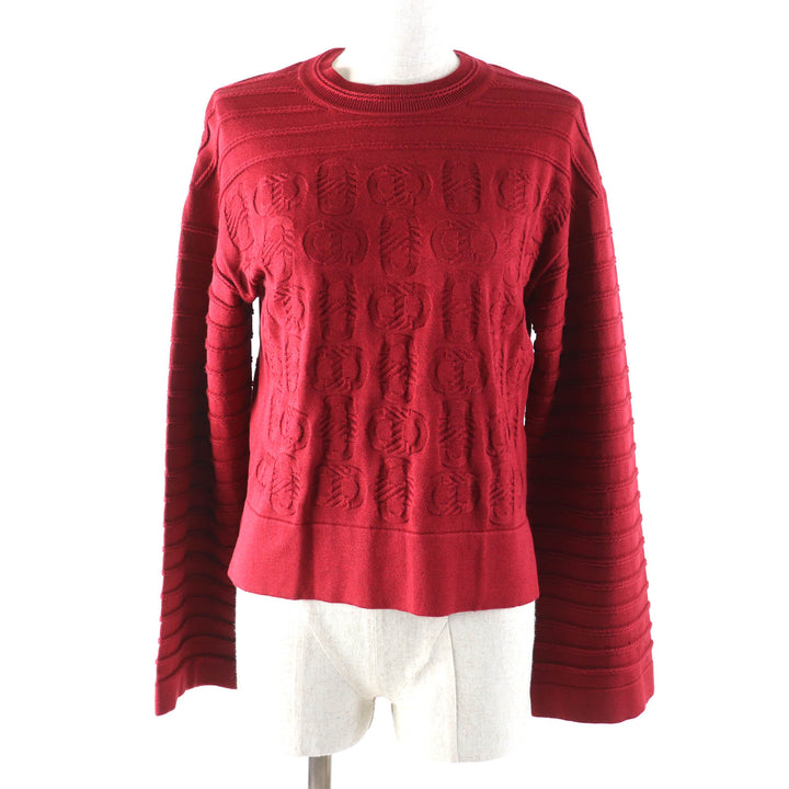 Excellent HERMES knit Chaine d'Ancre Wide Sleeve Red series silk Women 34 3E2614D3