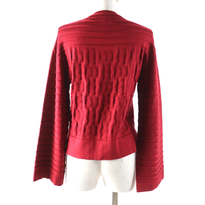 Excellent HERMES knit Chaine d'Ancre Wide Sleeve Red series silk Women 34 3E2614D3
