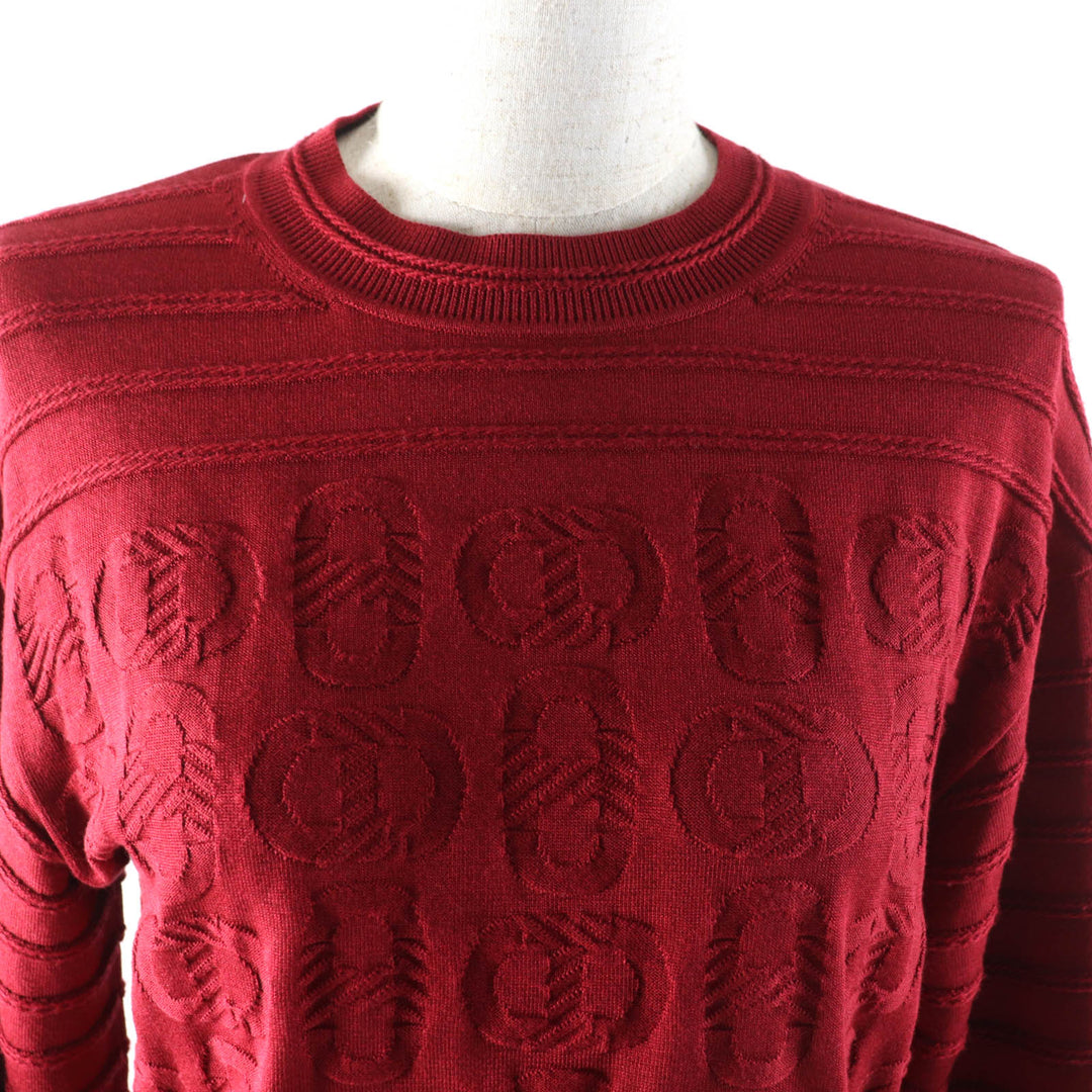 Excellent HERMES knit Chaine d'Ancre Wide Sleeve Red series silk Women 34 3E2614D3