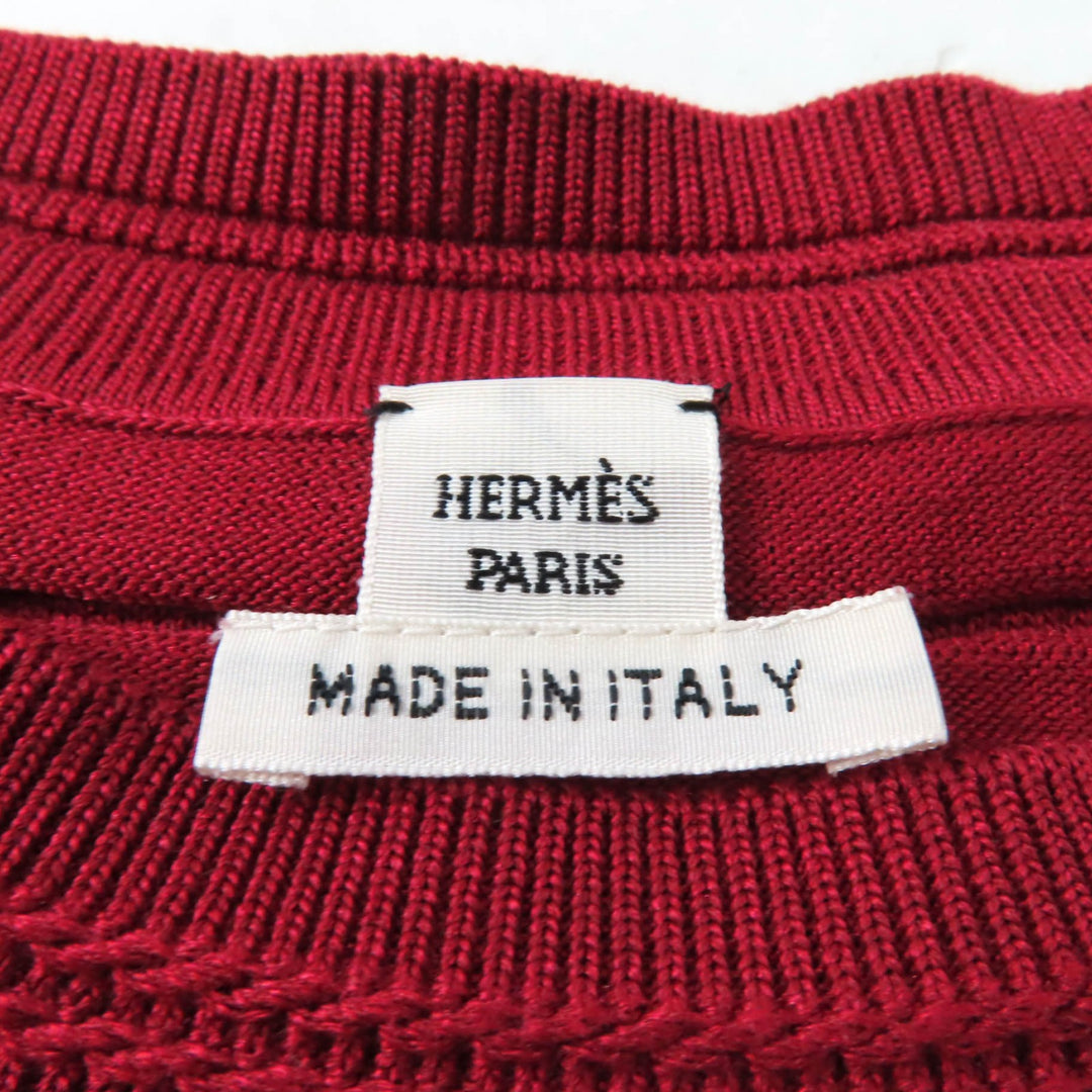 Excellent HERMES knit Chaine d'Ancre Wide Sleeve Red series silk Women 34 3E2614D3