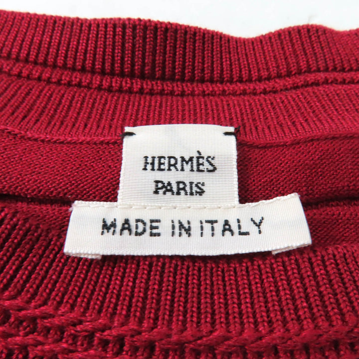 Excellent HERMES knit Chaine d'Ancre Wide Sleeve Red series silk Women 34 3E2614D3