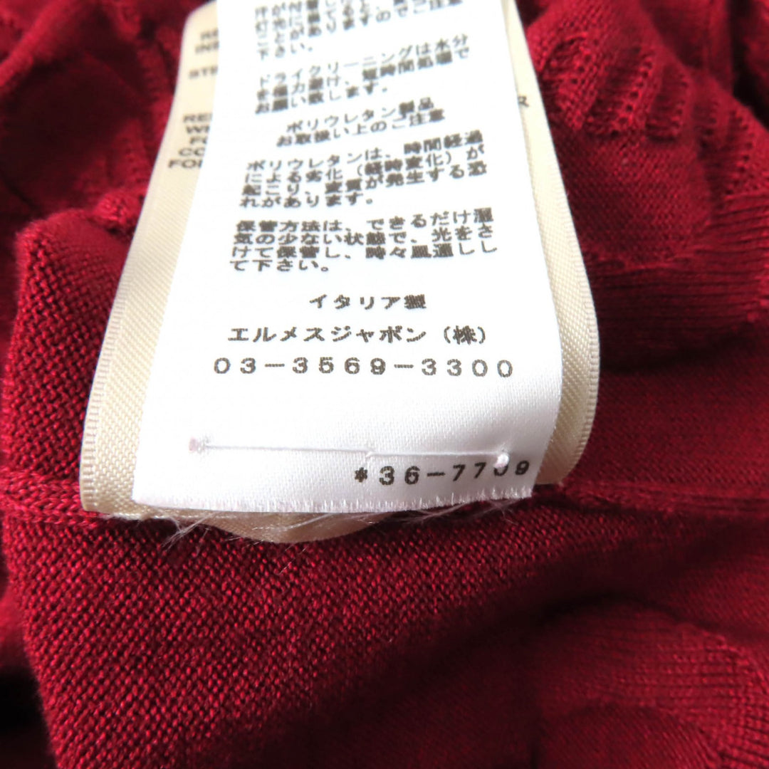 Excellent HERMES knit Chaine d'Ancre Wide Sleeve Red series silk Women 34