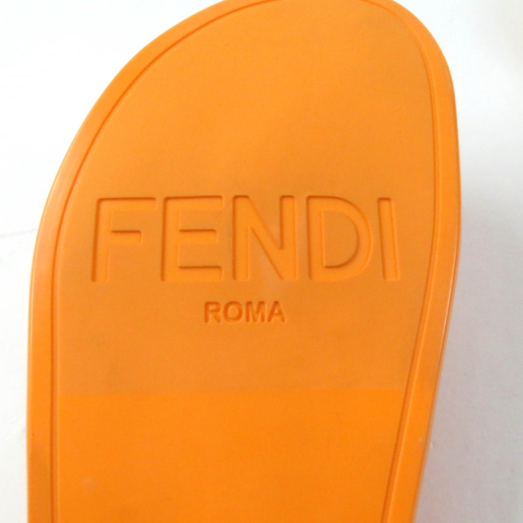 Excellent FENDI Sandals reflection ZUCCA SLIDE SANDALS FLAT Orange Women 36