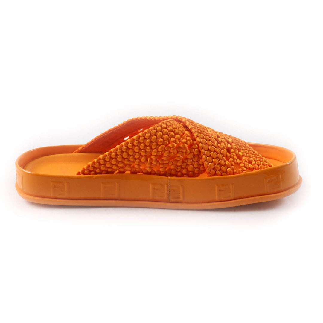 Excellent FENDI Sandals reflection ZUCCA SLIDE SANDALS FLAT Orange Women 36