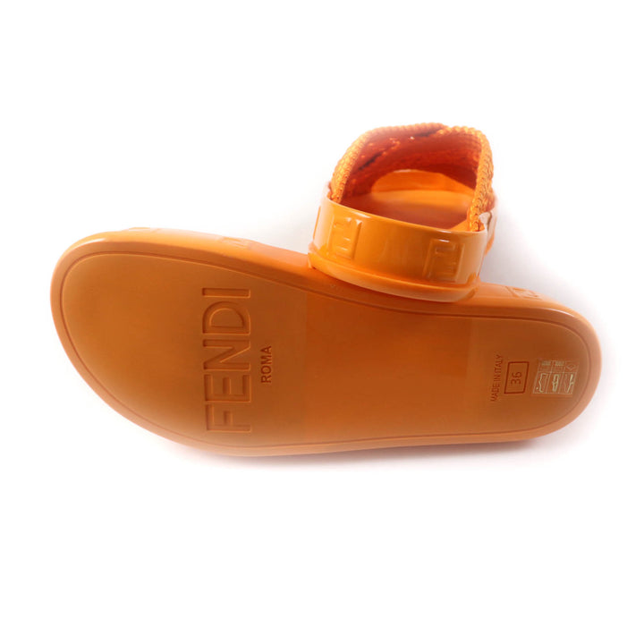 Excellent FENDI Sandals reflection ZUCCA SLIDE SANDALS FLAT Orange Women 36