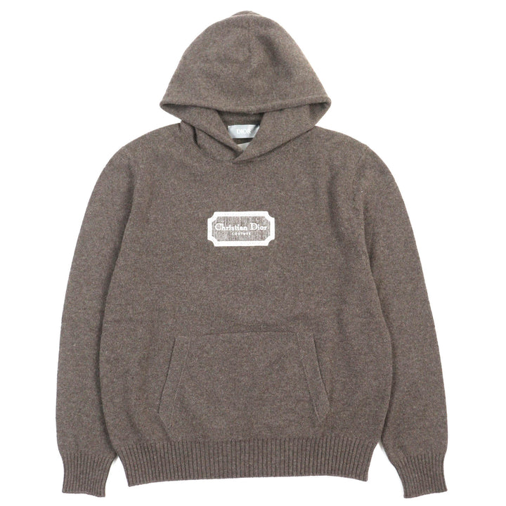 Pristine DIOR Parker knit with embroidered front logo cashmere mens M