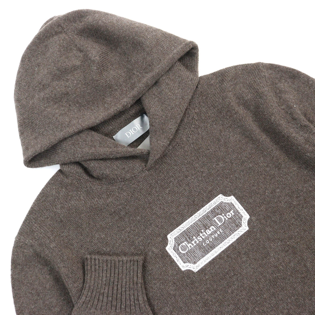 Pristine DIOR Parker knit with embroidered front logo cashmere mens M