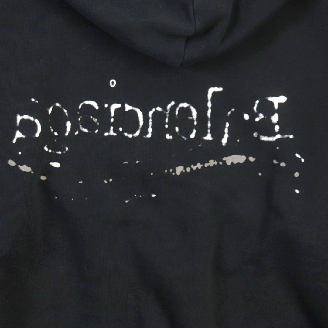 Great BALENCIAGA hoodie Distressed logo print large fit pullover black cotton 1