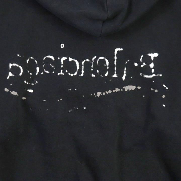 Great BALENCIAGA hoodie Distressed logo print large fit pullover black cotton 1