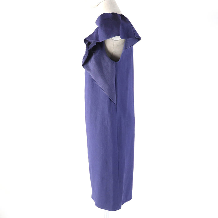 Pristine LANVIN one piece one belt sleeveless dress Purple blue system linen Women 38