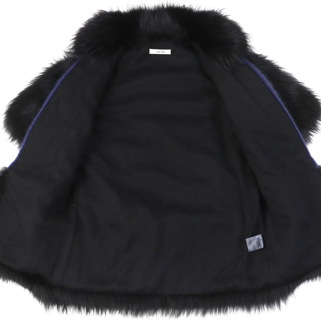 Excellent ADEAM genuine fur coat Half sleeve black Fox FOX Women 34991