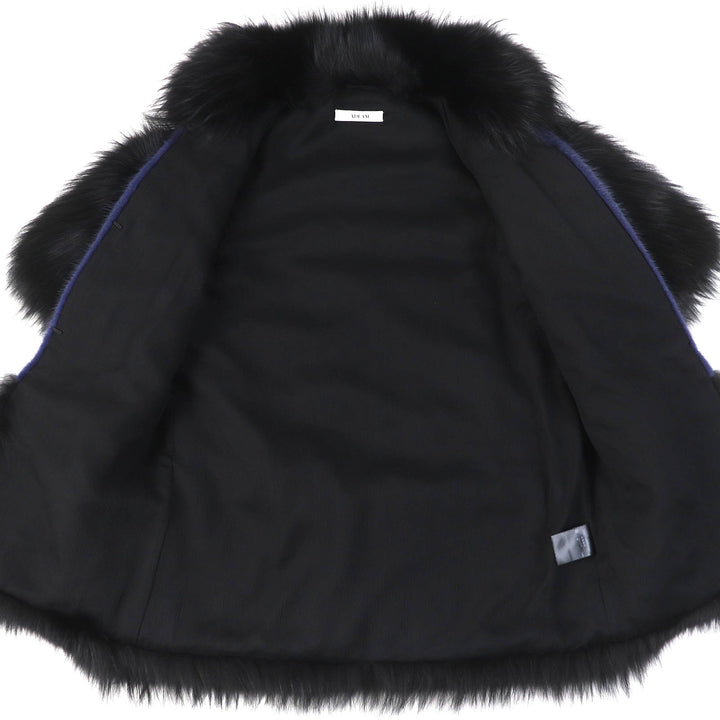 Excellent ADEAM genuine fur coat Half sleeve black Fox FOX Women 34991
