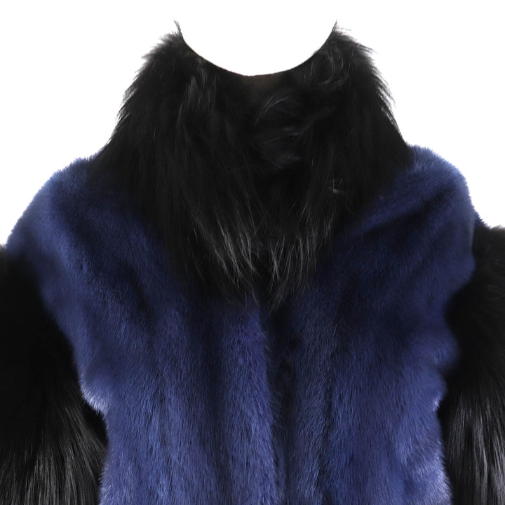 Excellent ADEAM genuine fur coat Half sleeve black Fox FOX Women 34991