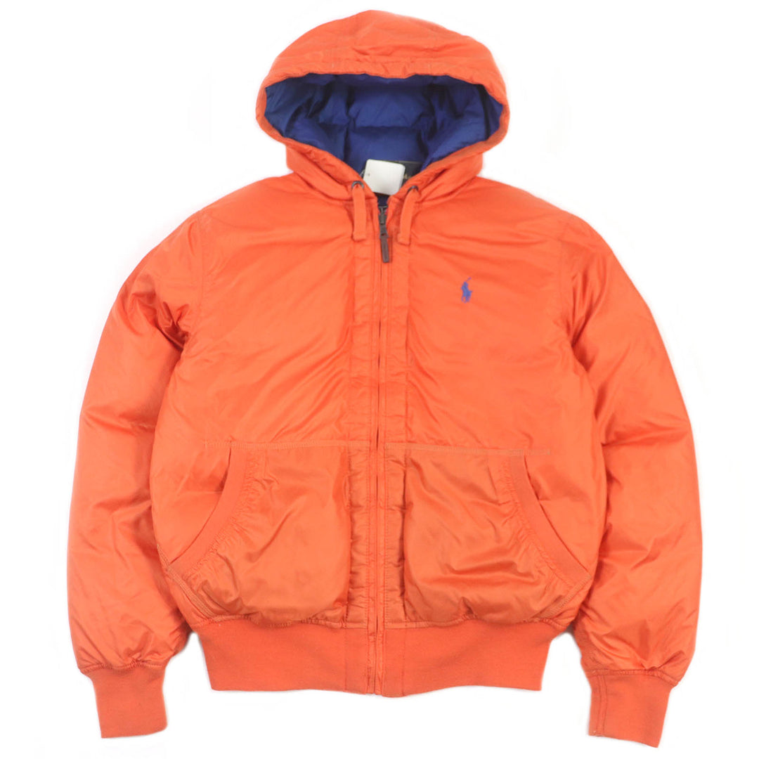 Pristine POLO RALPH LAUREN Down jacket Horse logo embroidered Orange polyester mens M