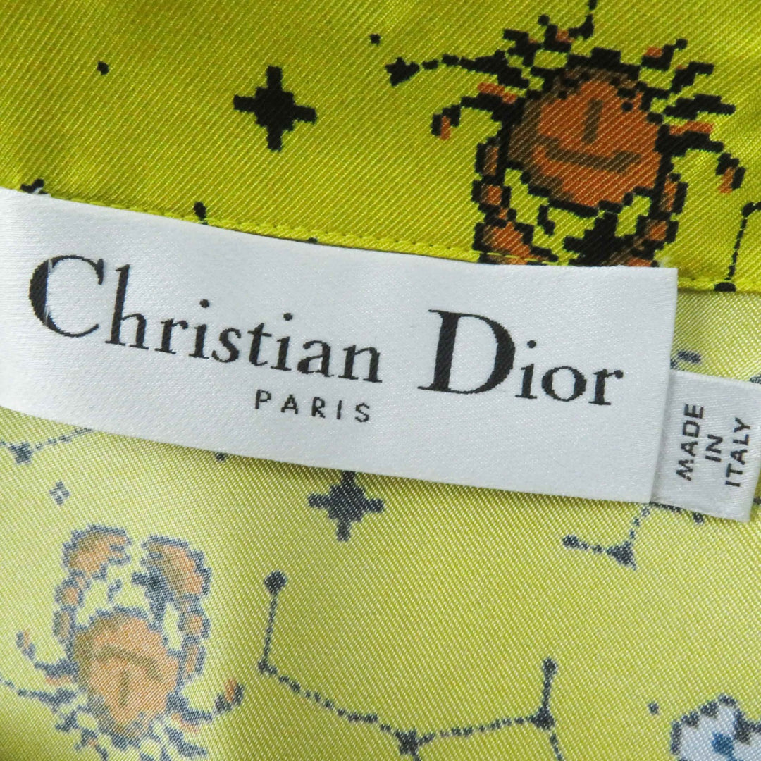 Pristine Christian Dior Short sleeve shirt Zodiac Pixel yellow silk Women 38