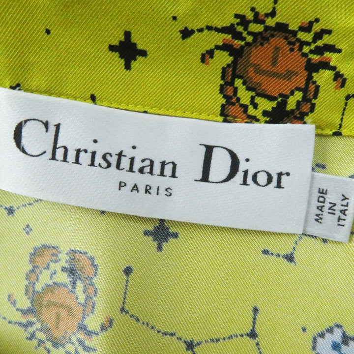Pristine Christian Dior Short sleeve shirt Zodiac Pixel yellow silk Women 38