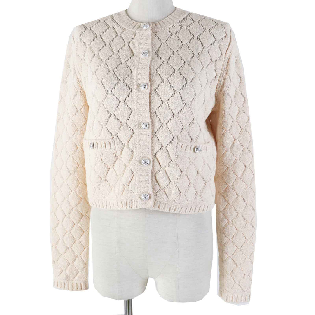 Excellent CHANEL cardigan Cropped length Light orange Women 36 23S P75071
