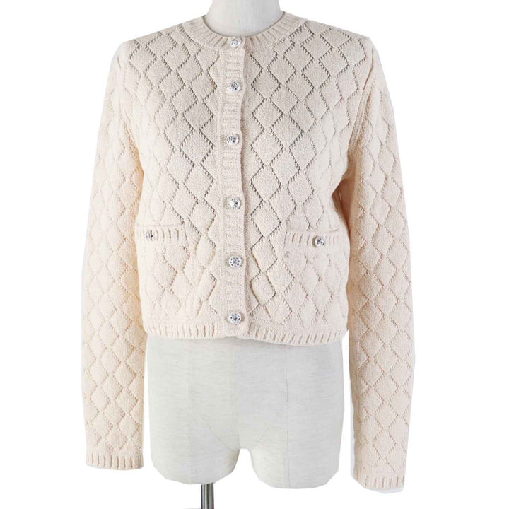 Excellent CHANEL cardigan Cropped length Light orange Women 36 23S P75071