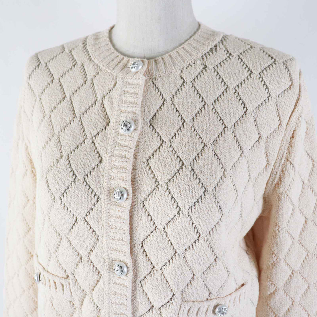 Excellent CHANEL cardigan Cropped length Light orange Women 36 23S P75071