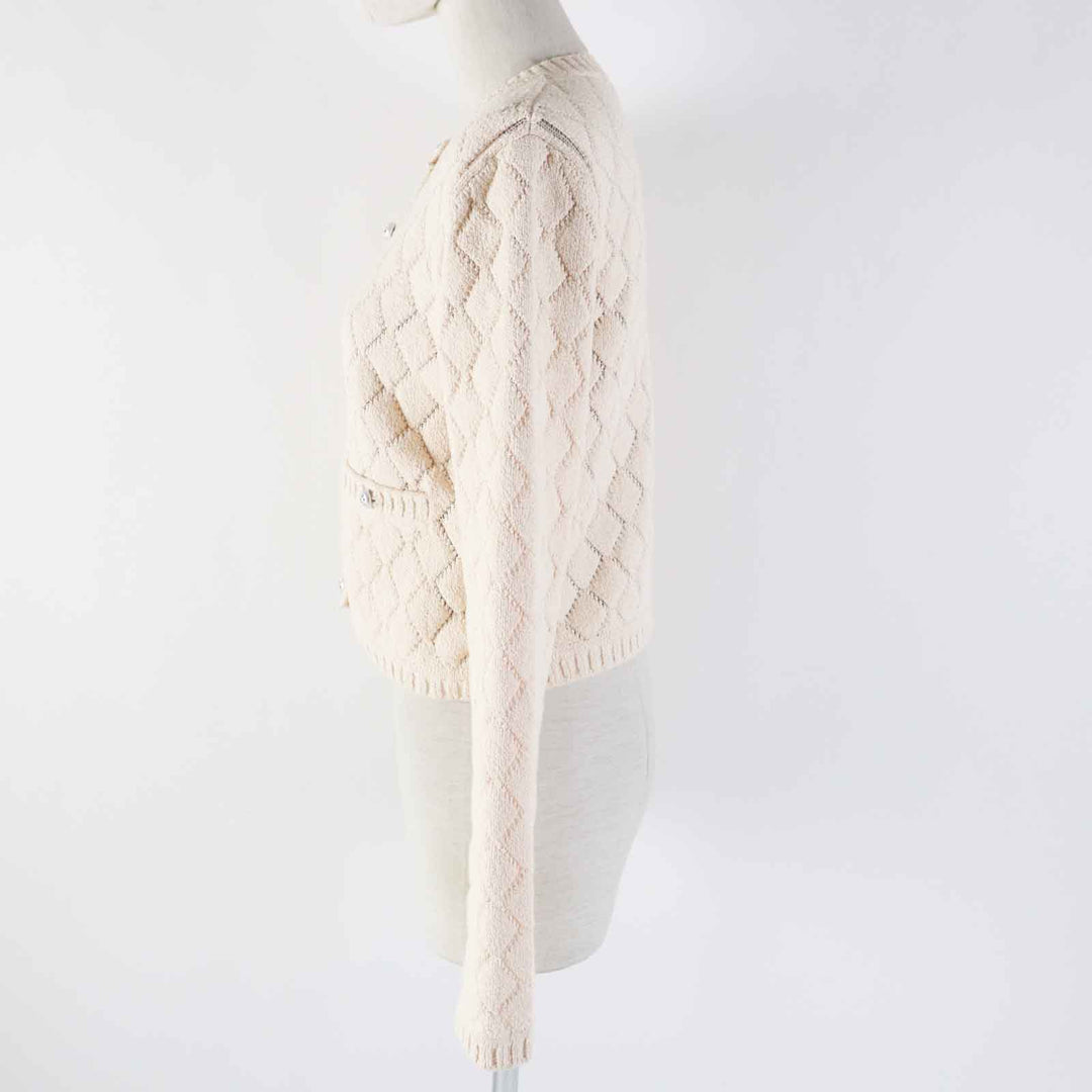 Excellent CHANEL cardigan Cropped length Light orange Women 36 23S P75071