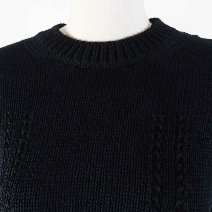 Excellent CHANEL Short sleeve knit Cropped length black Women 36 22S P72760