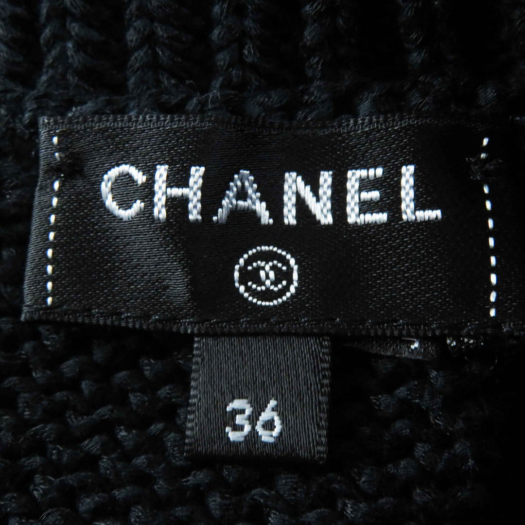 Excellent CHANEL Short sleeve knit Cropped length black Women 36 22S P72760