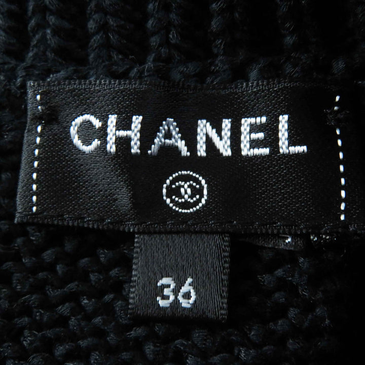 Excellent CHANEL Short sleeve knit Cropped length black Women 36 22S P72760