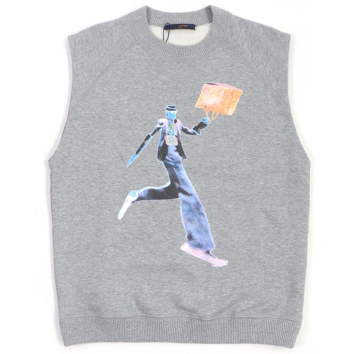Pristine LOUIS VUITTON sweat Neon Working Man Sleeveless gray cotton mens S 1A972H
